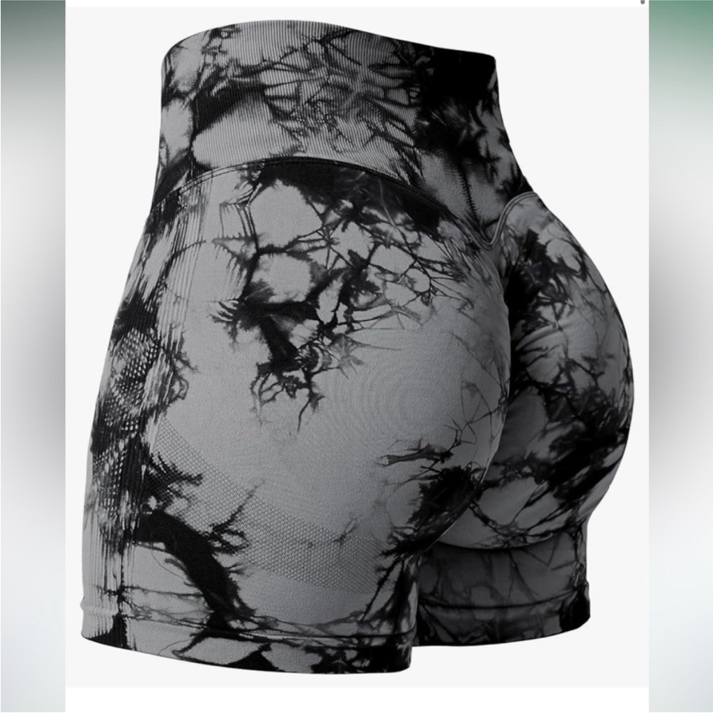 1 pair Black and Gray Tie-Dye Women Shorts